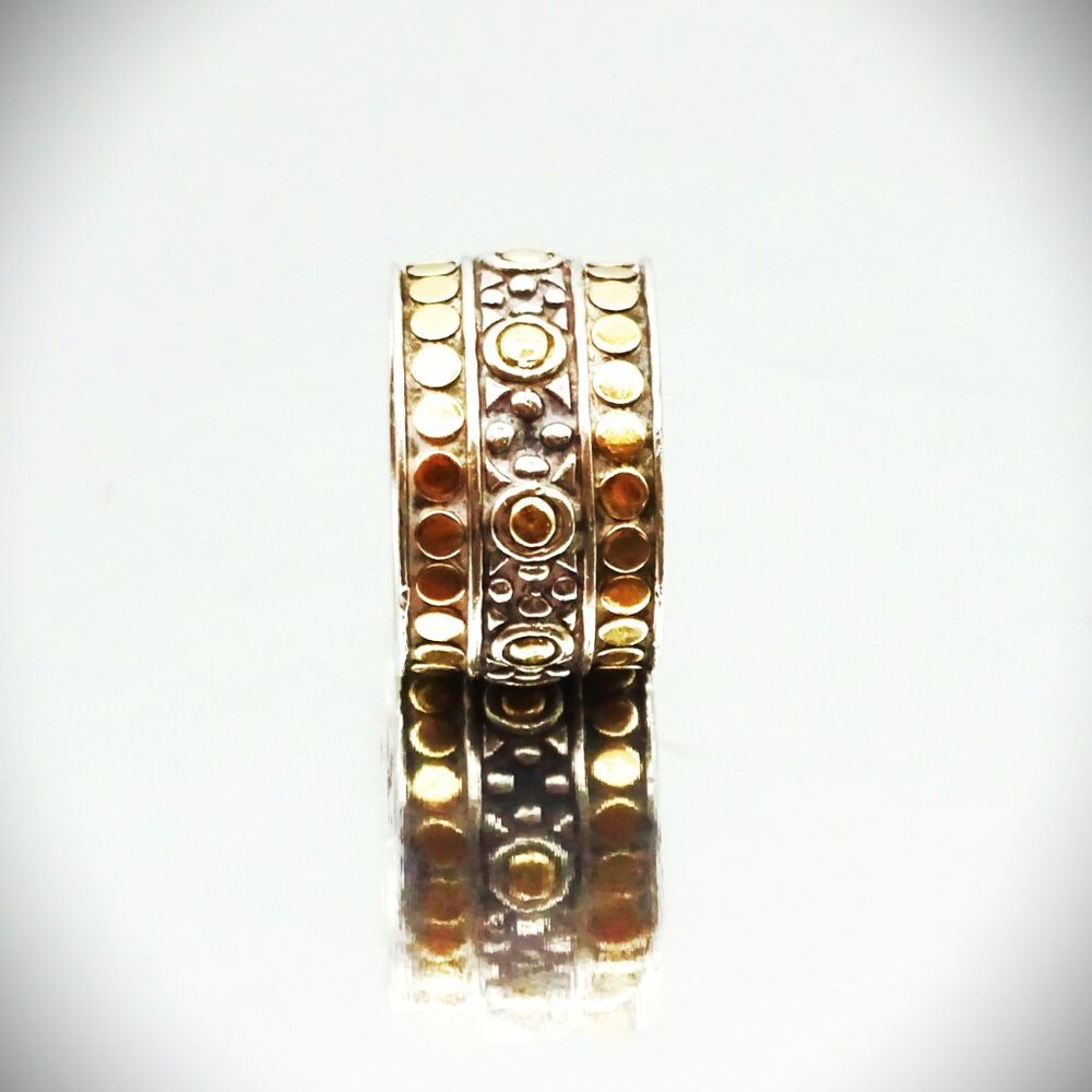 JOHN HARDY Dot Collection Sterling Silver 18K Gold Band Ring Size 7.5 - Picture 7 of 8